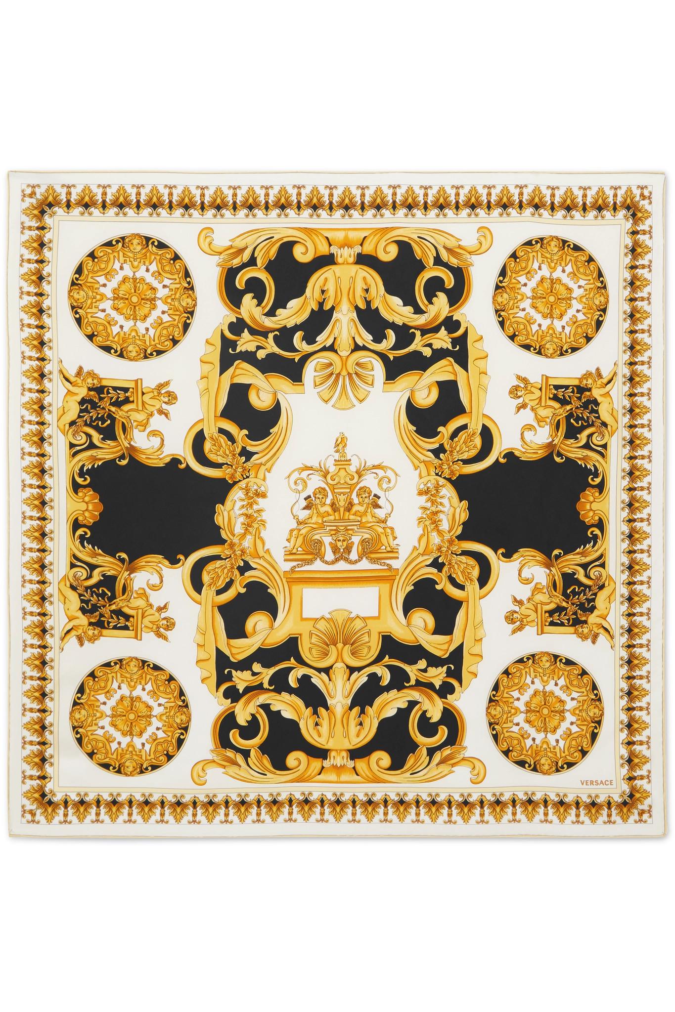 Versace Printed Silk Scarf in Black - Lyst