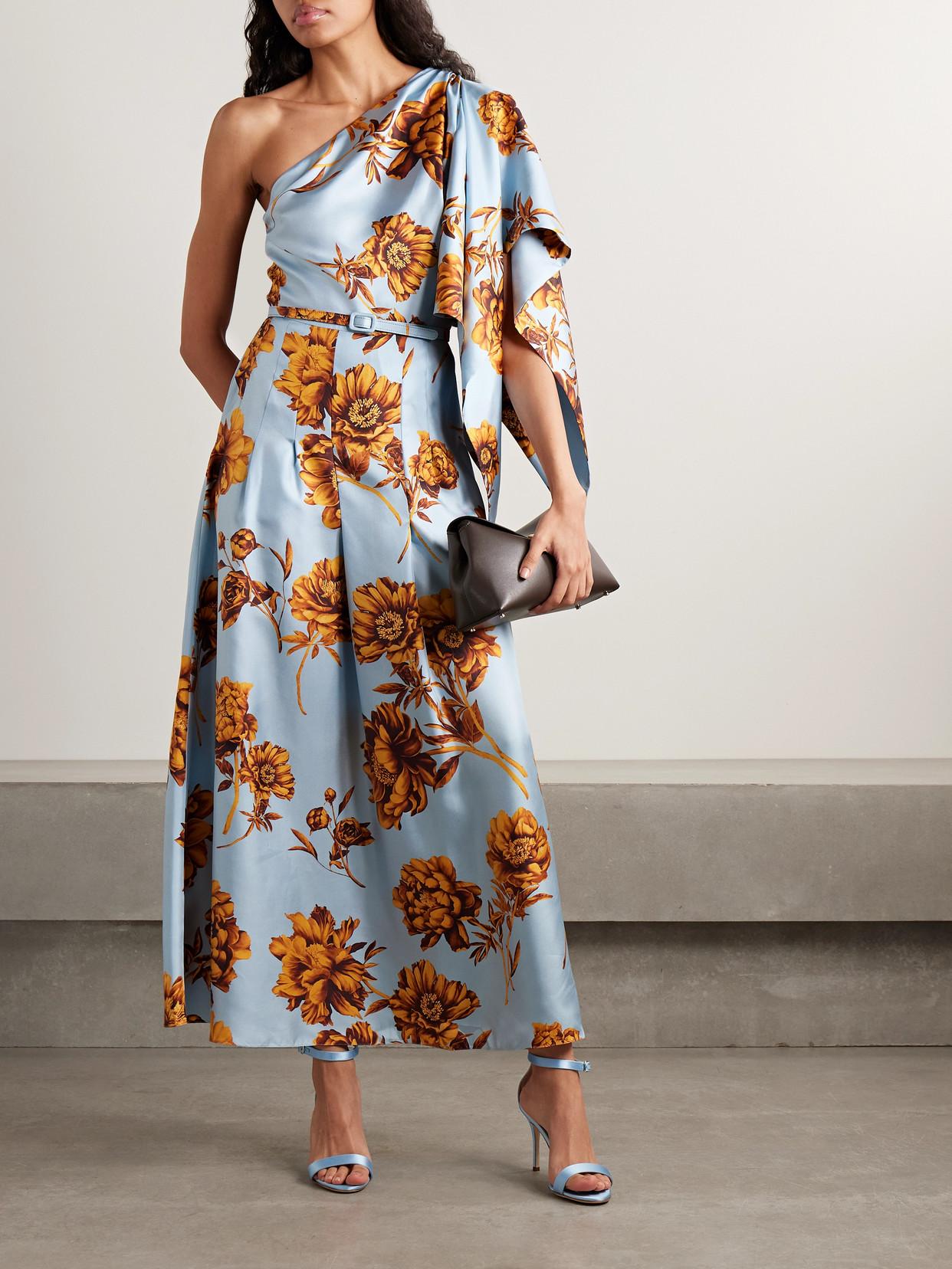 one shoulder belted midi dress Nicholas Eartha One-shoulder Midi Dress
