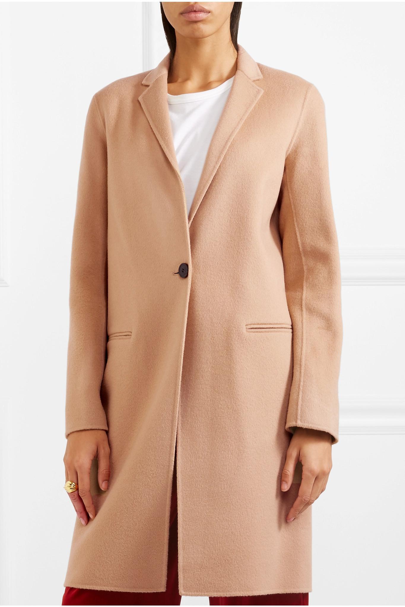 theory camel wool coat