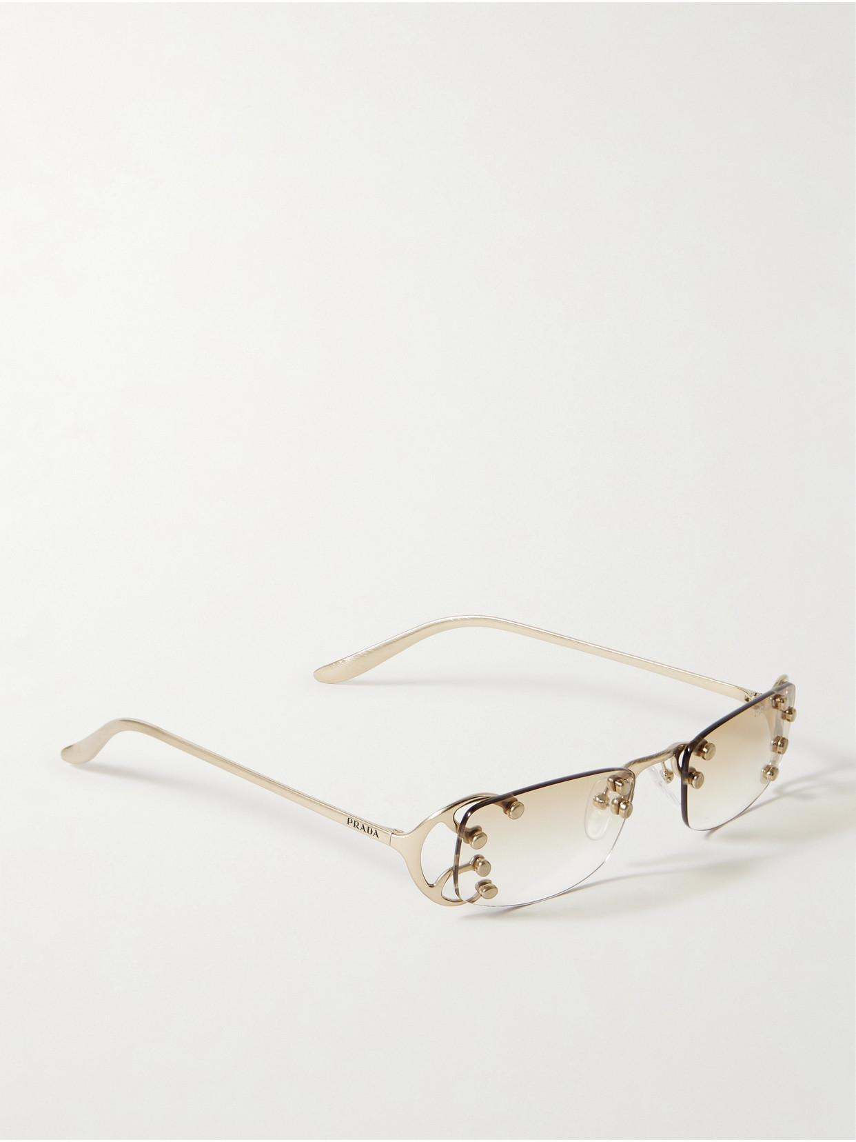 Prada Rimless-Tone Sunglasses in Natural | Lyst