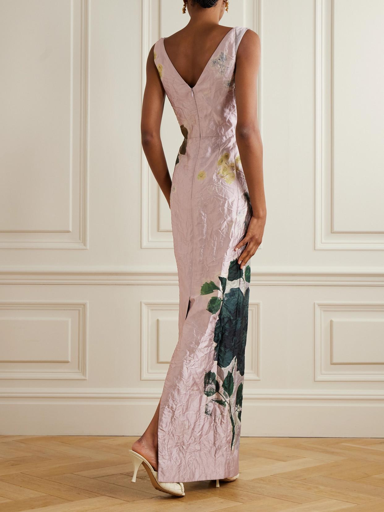 Erdem Margot Floral-Print Crinkled-Satin Gown in Pink | Lyst Erdem Margot Floral-Print Crinkled-Satin Gown in Pink | Lyst