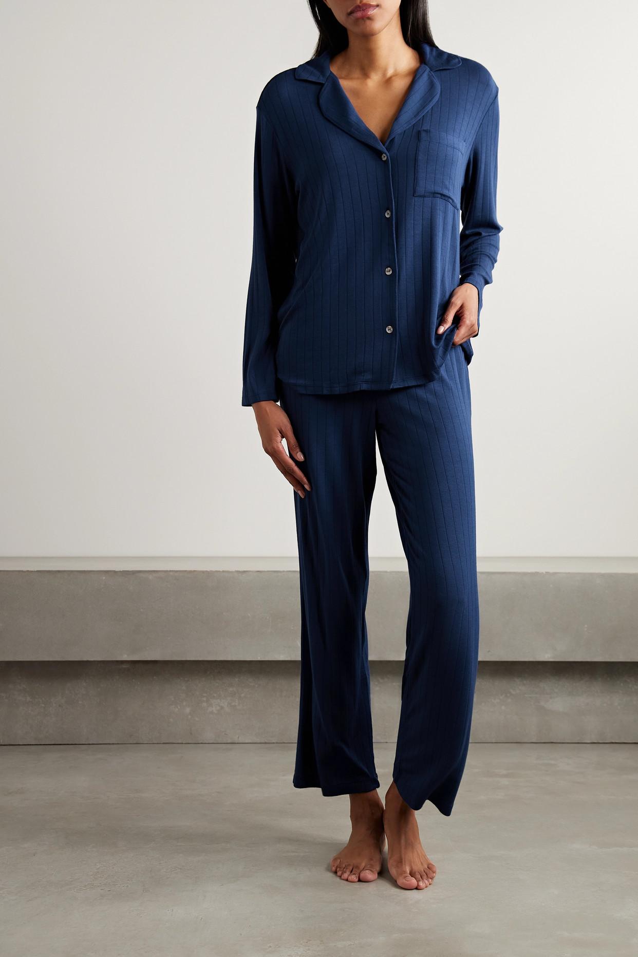 Gisele piped stretch-modal pajama set