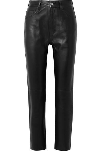 RE/DONE 50s Cigarette Cropped Straight-leg Leather Pants in Black | Lyst