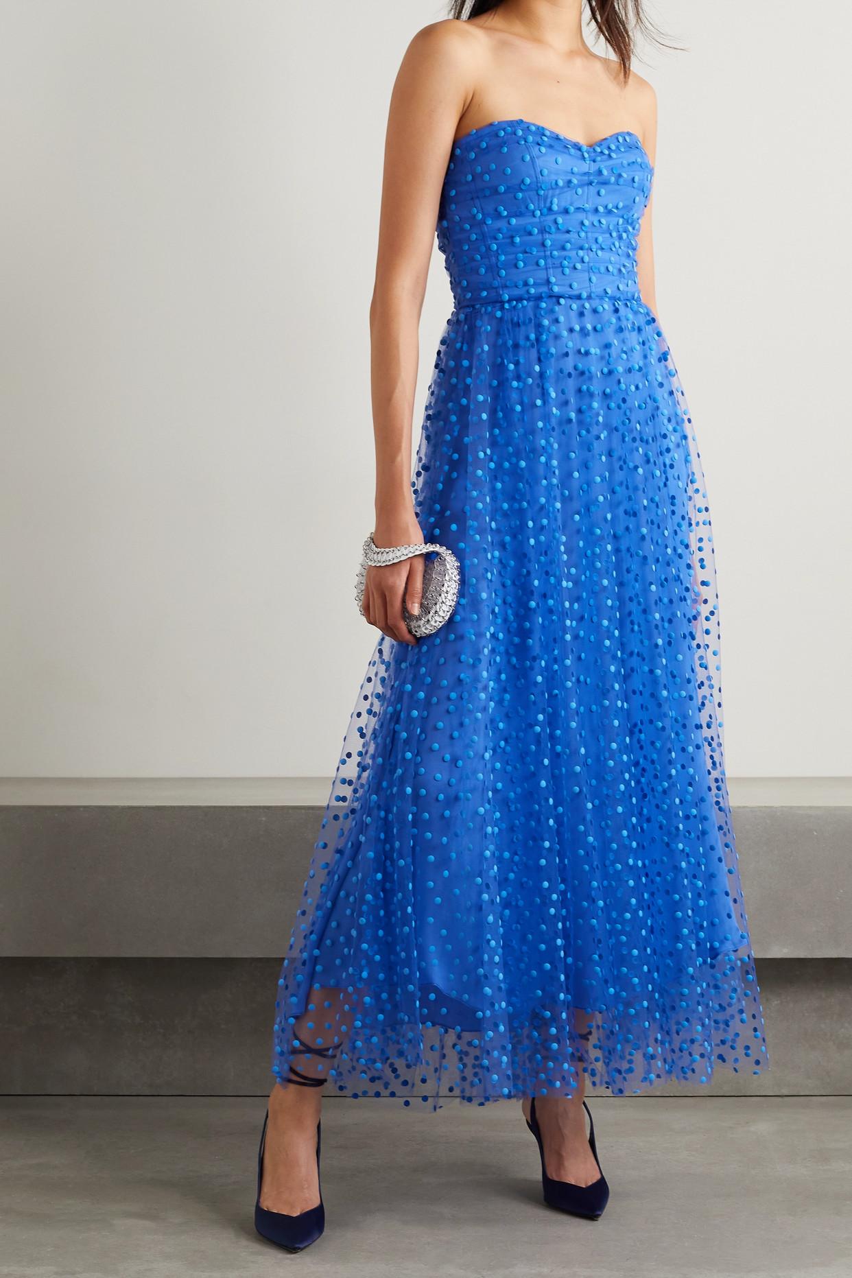 strapless polka dot dress