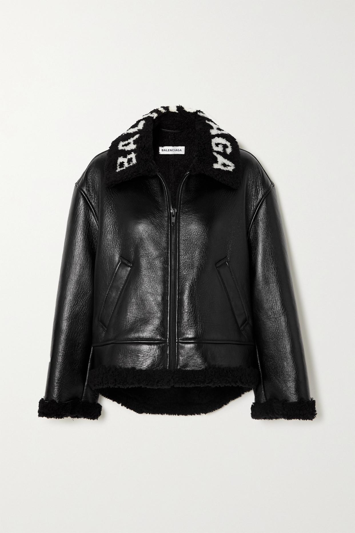 Balenciaga Cocoon Shearling Jacket in Black | Lyst