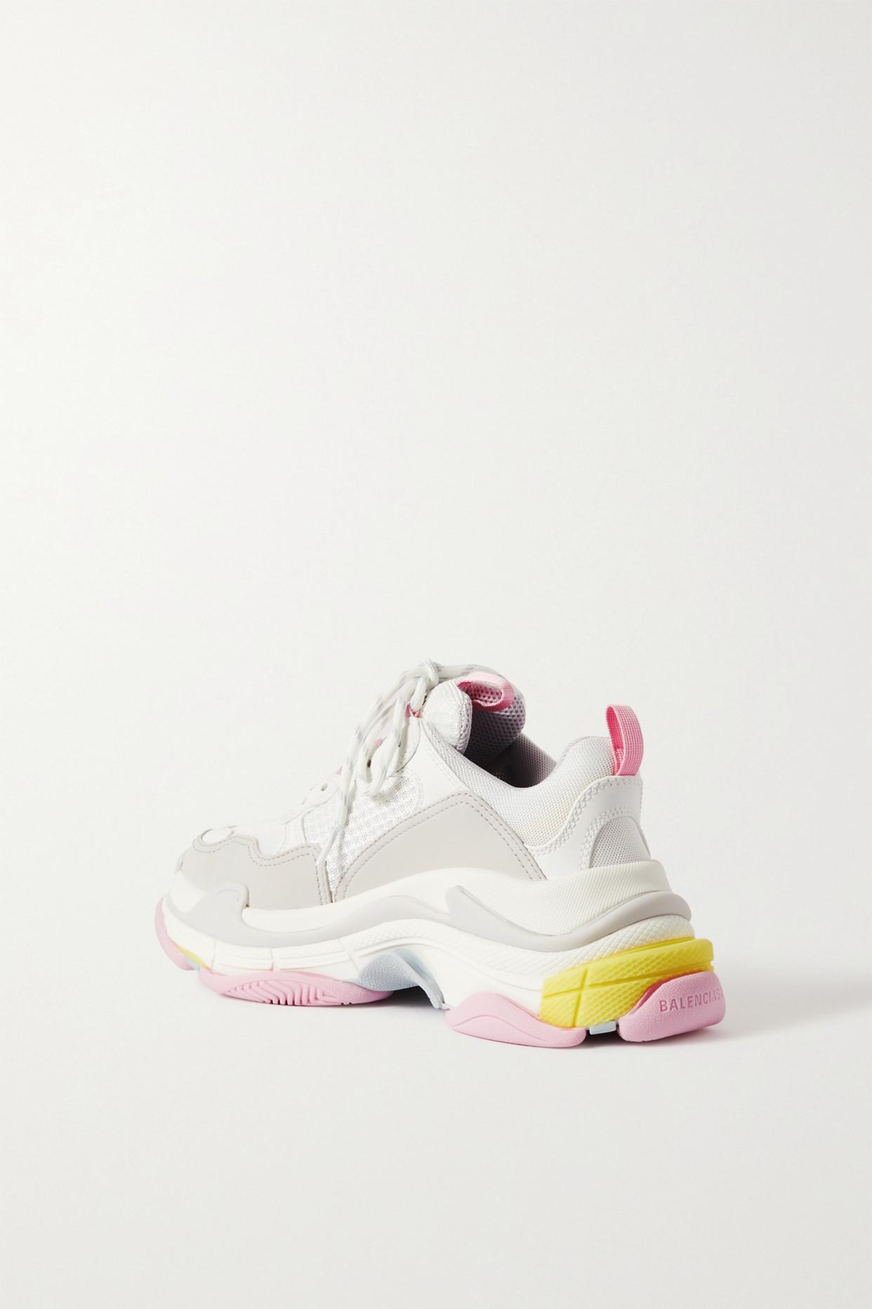 Balenciaga Triple S Logo-embroidered Faux Leather And Mesh Sneakers in Pink  | Lyst