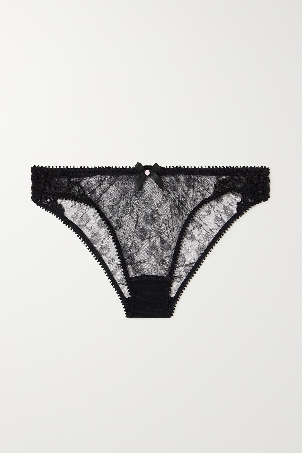Agent Provocateur Edwina Satin-trimmed Lace Briefs in Black | Lyst