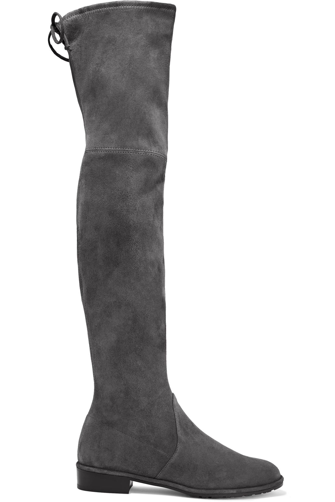 Stuart Weitzman Lowland Suede Over-the-knee Boots in Dark Gray (Gray