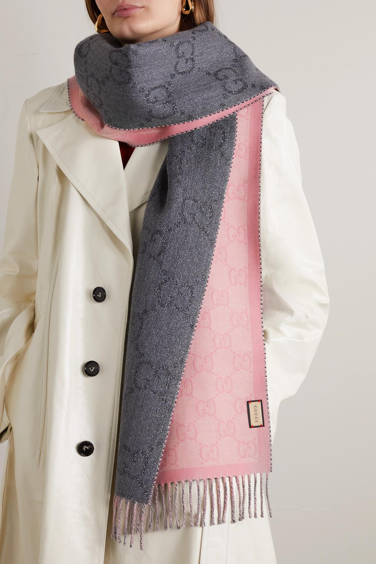 Guggenheim Museum Discipline snorkel Gucci Fringed Metallic Wool-blend Scarf in Pink | Lyst