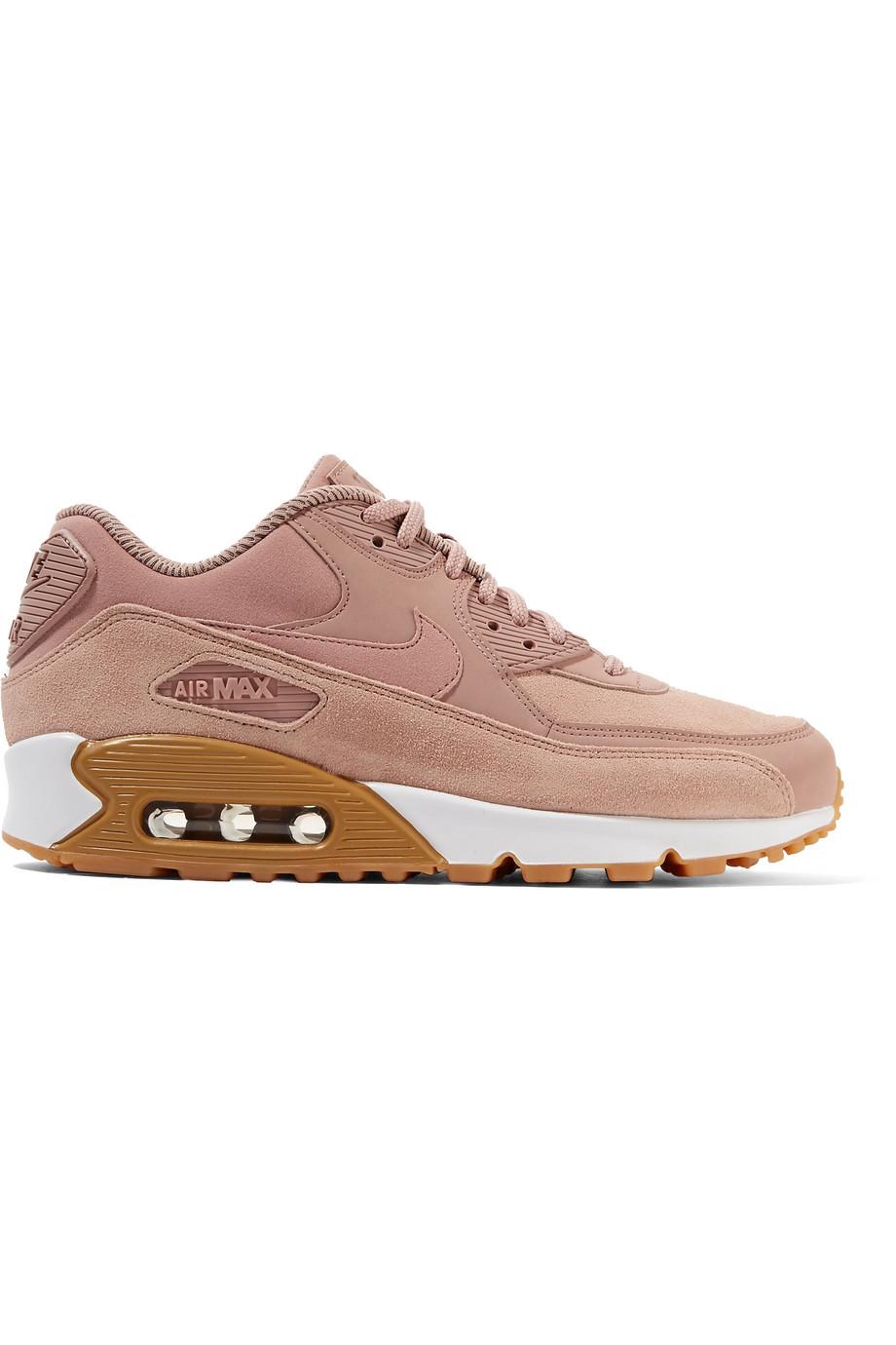 Nike Air Max 90 Suede-trimmed Leather Sneakers in Pink | Lyst