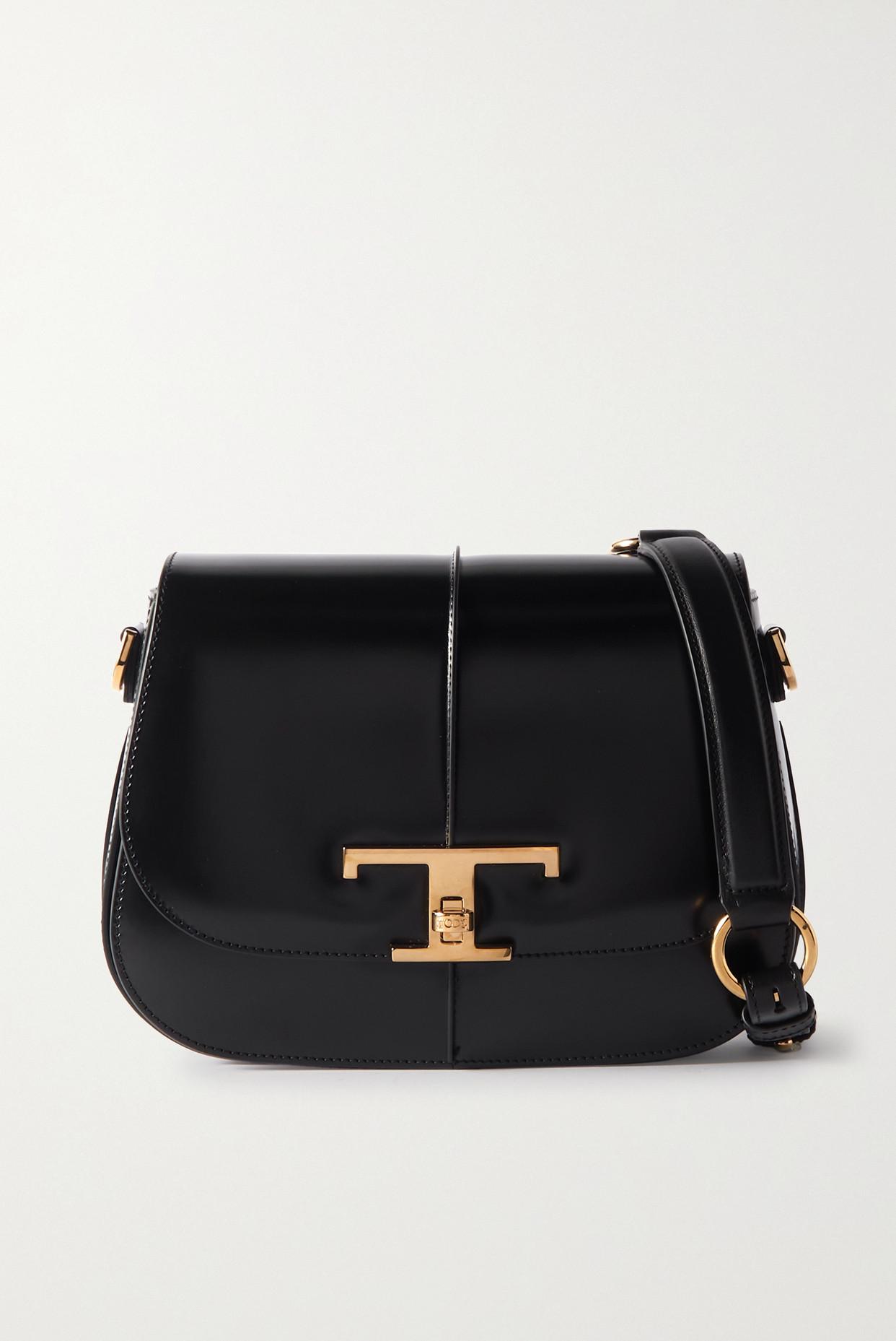 Tod's T Timeless Mini Embellished Leather Shoulder Bag in Black | Lyst