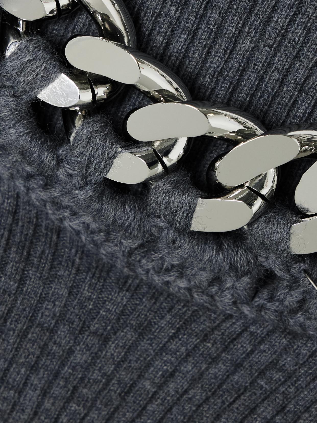  × Stella McCartney Chain Ribbed 即完売品 Stella McCartney Falabella Chain-Embellished Ribbed Wool-Blend
