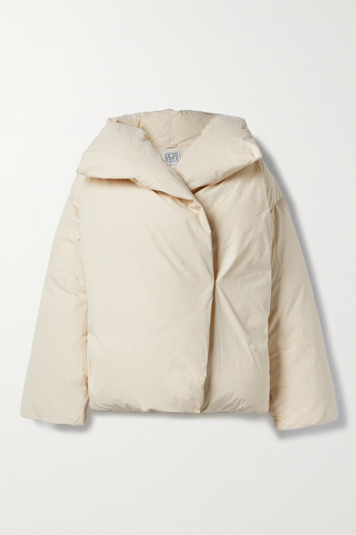 Totême Signature Cotton-blend Shell Down Jacket in Natural | Lyst