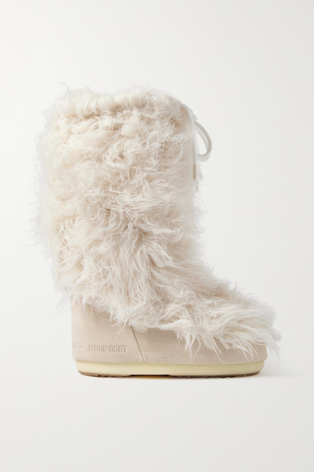 Moon Boot Lab69 Icon Yeti Shearling And Suede Snow Boots in Natural | Lyst