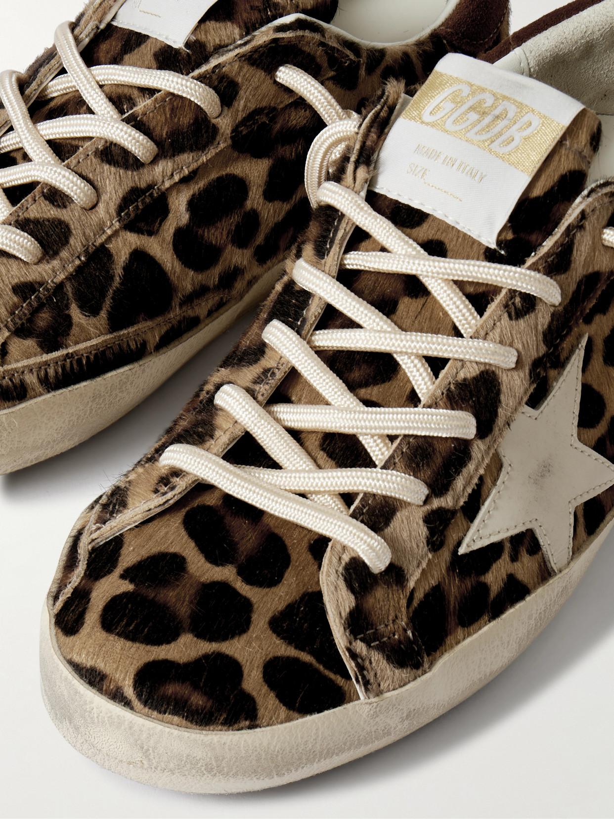 Calf Hair Superstar Sneakers With Leopard Print Star GOLDEN GOOSE