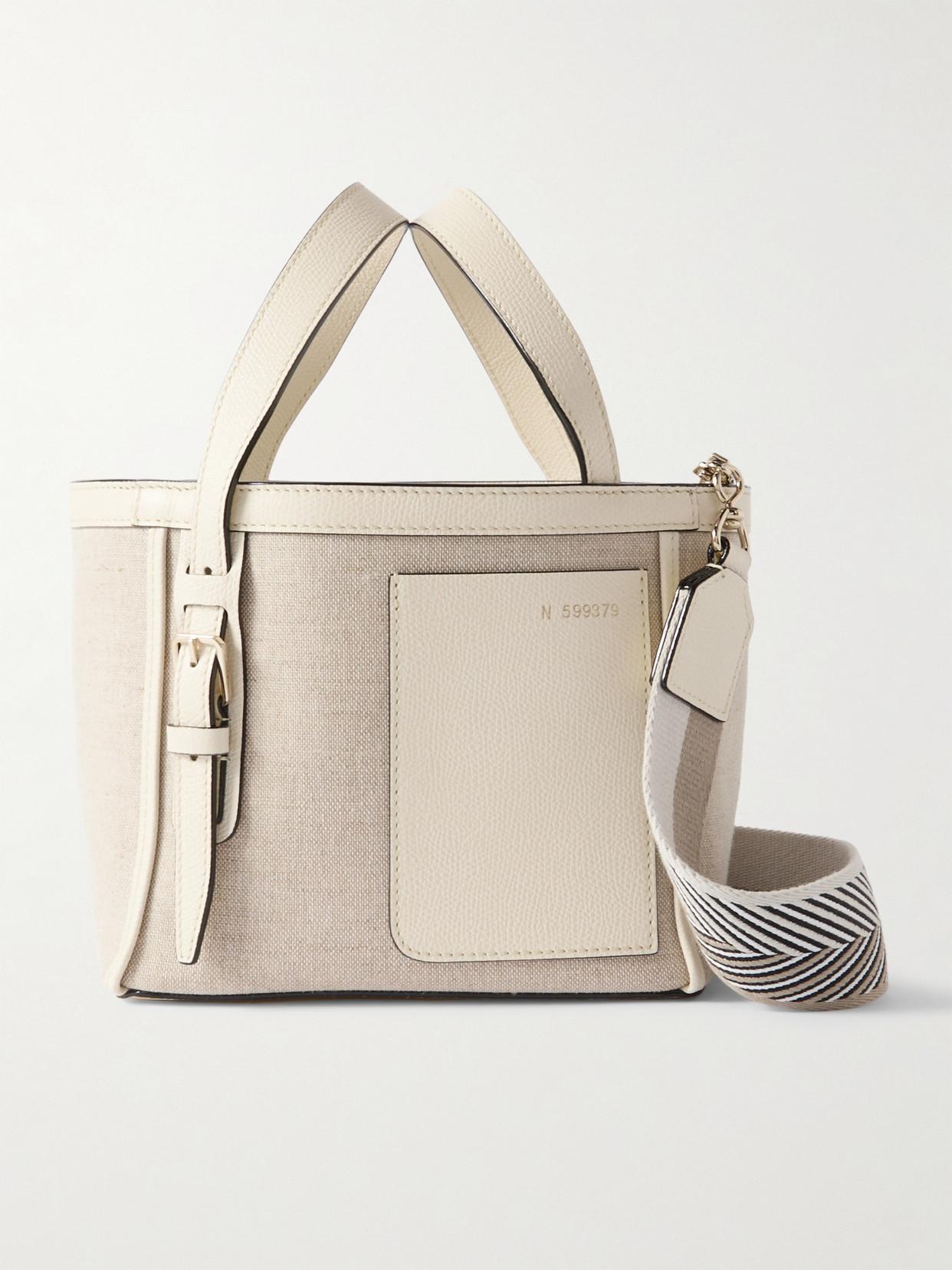 【Valextra】 Borsa Shopping Mini Canvas Leather Canvas Collection | Valextra