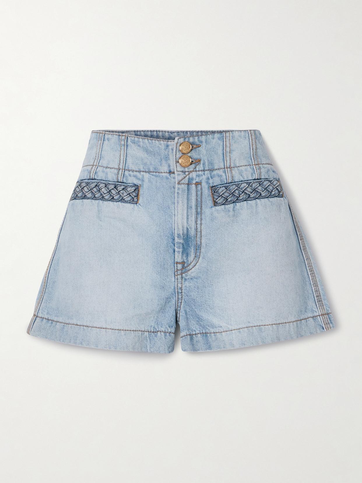 ショートパンツ ZIMMERMANN Woman Short Gnawed Blue 3558ASS255 TLBLBTFLO Light blue floral-print belted shorts Zimmermann - women