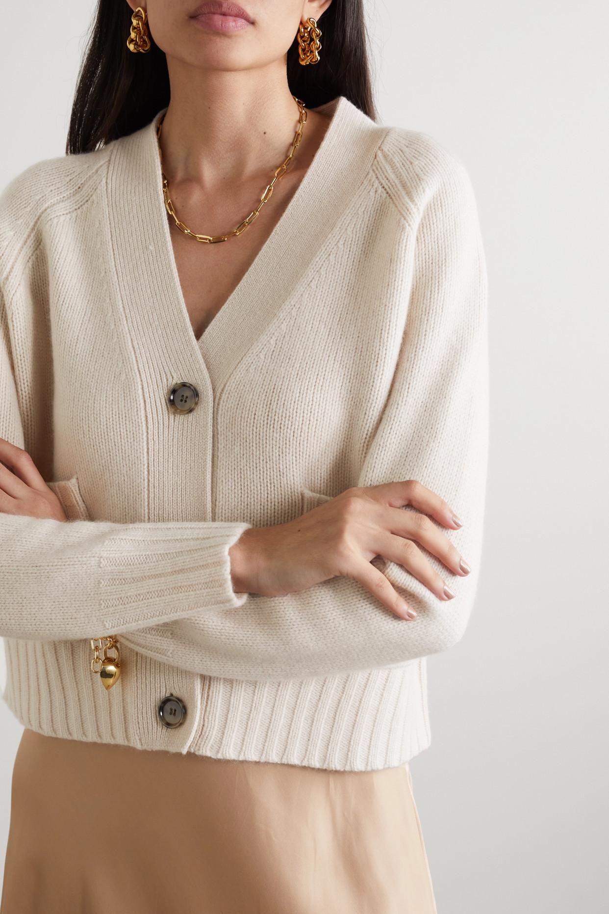 Allude Wool And Cashmere-blend Cardigan in Natural | Lyst