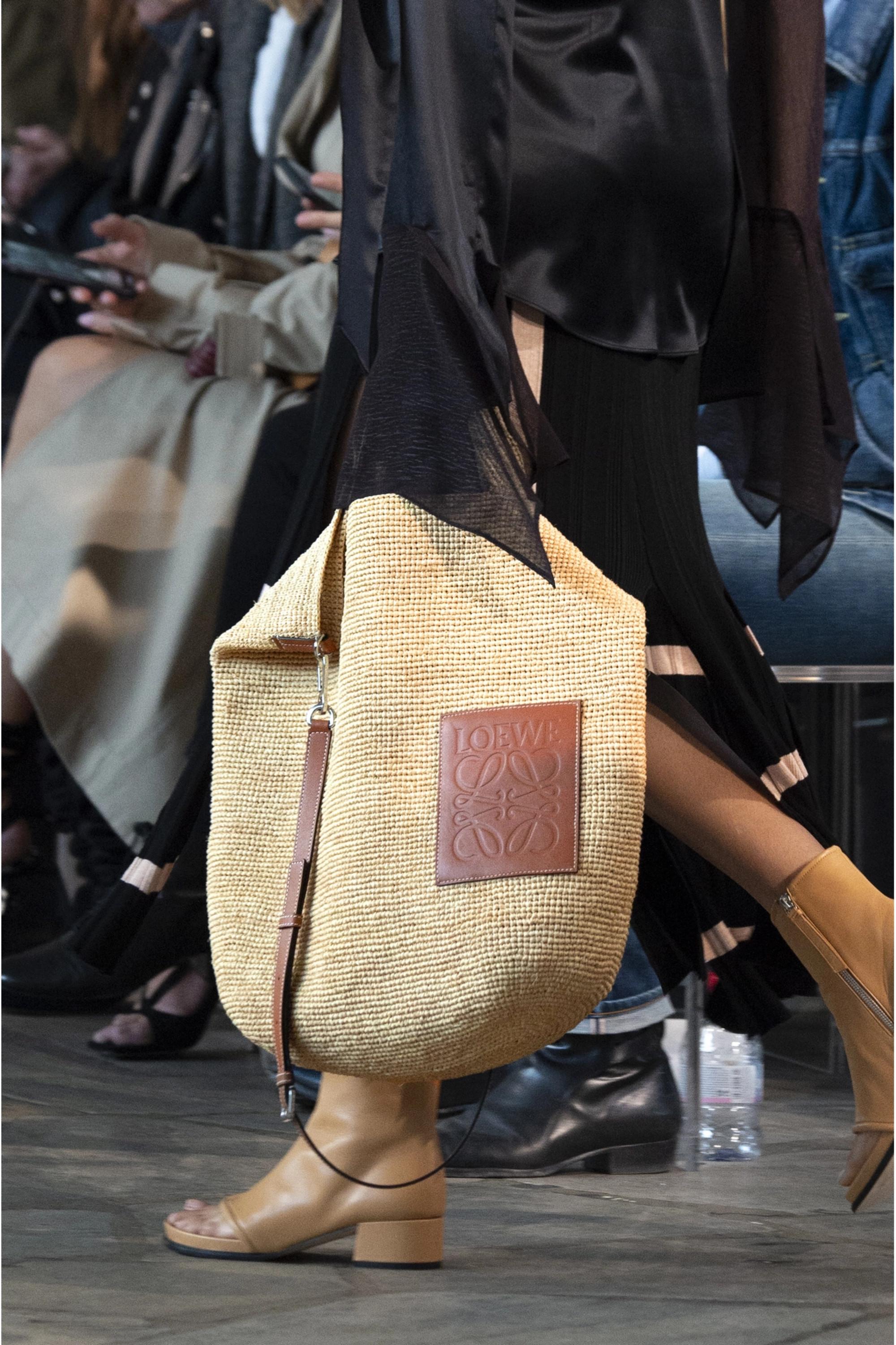Style File  Mini Trend: Loewe's Leather-Trimmed Woven Raffia Tote