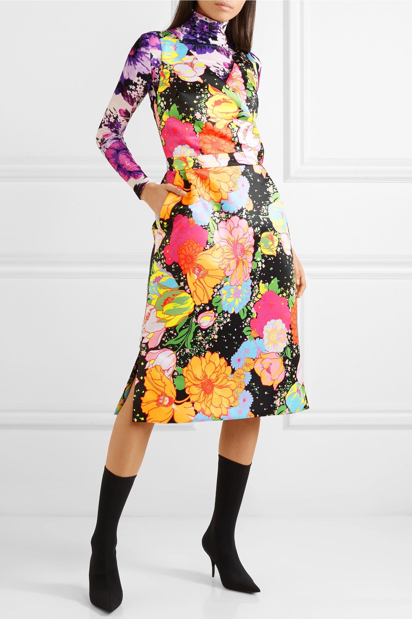 Richard Quinn Wrap-effect Floral-print Duchesse-satin Midi Dress in ...