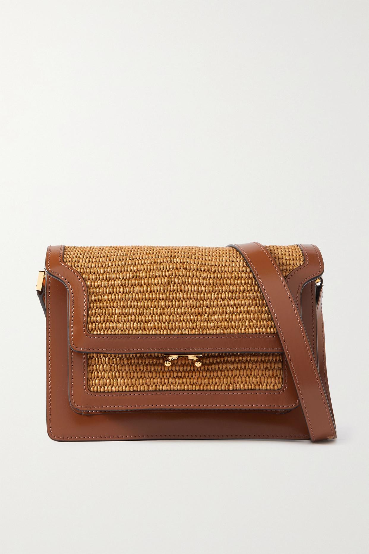 Marni Trunk Medium Leathertrimmed Raffia Shoulder Bag in Brown Lyst
