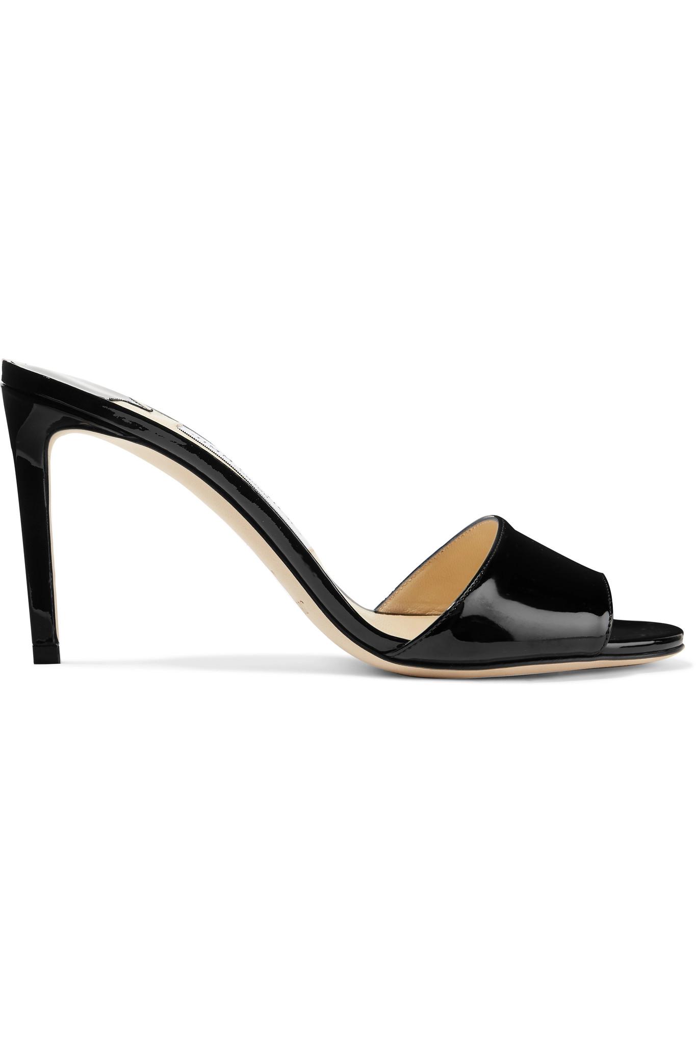Jimmy Choo Stacey 85 Patent-leather Mules in Black - Lyst