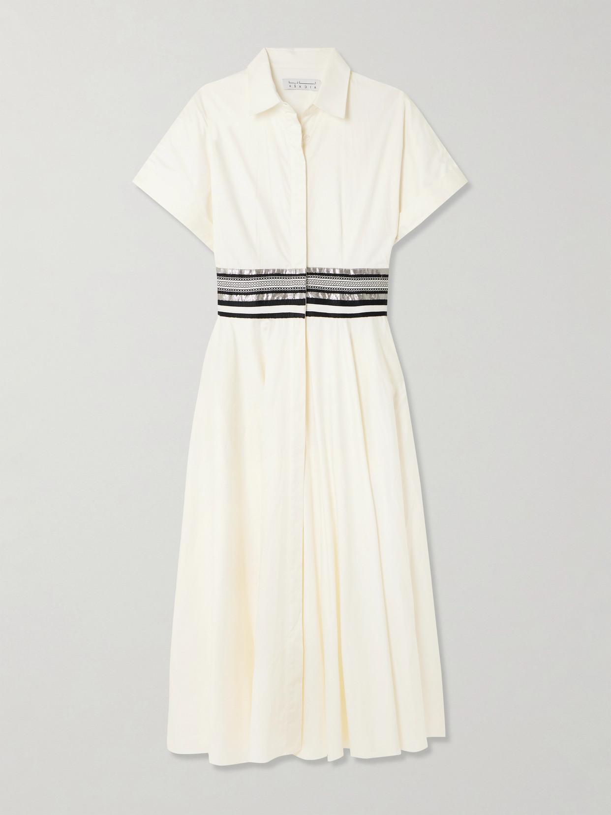 abadia ora pleated gathered chiffon and dupioni midi dress ABADIA Ora pleated gathered chiffon and dupioni midi dress