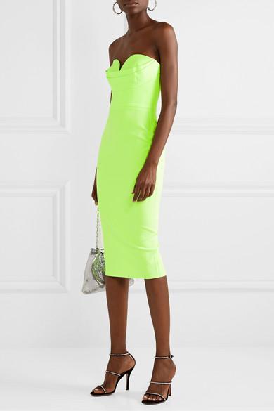 Alex Perry Corley Strapless Neon Crepe ...