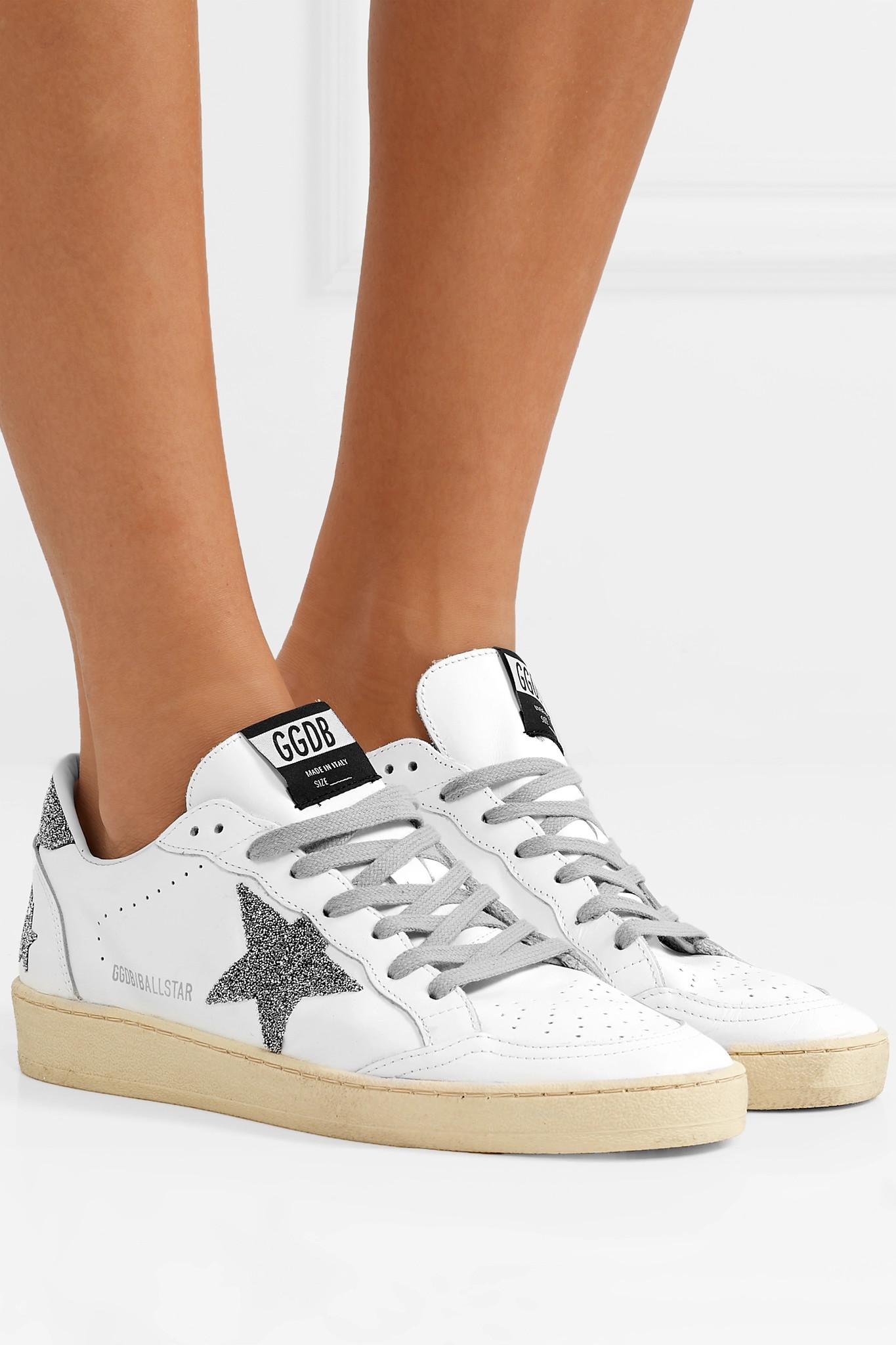 Golden Goose Ball Star Swarovski Crystal-embellished Leather Sneakers in  White | Lyst