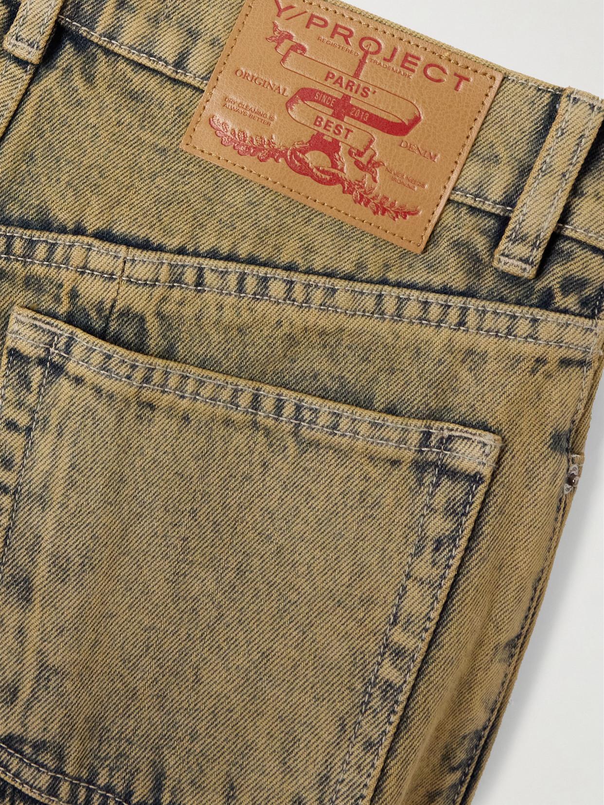 y/project layered denim jeans Y. Project Evergreen Layered Ruffled High-Rise Wide-Leg Organic