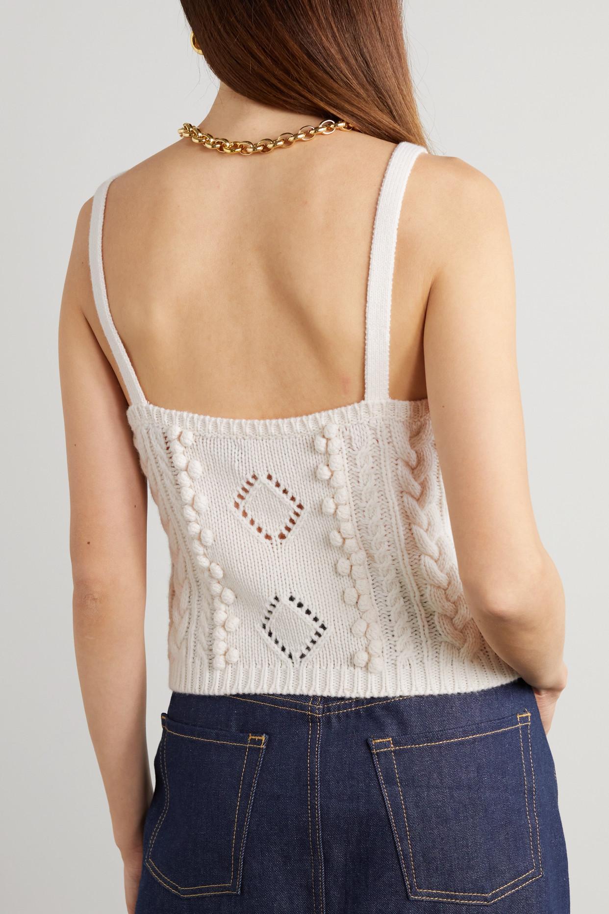 Polo Ralph Lauren Embroidered Cable-knit Wool-blend Tank in White | Lyst