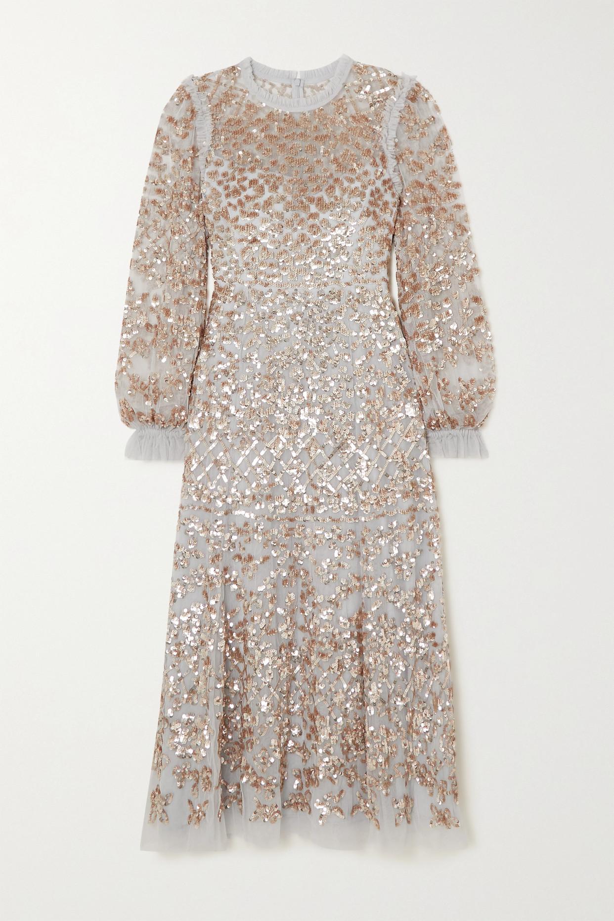 Needle & Thread Mirabelle Ruffled Sequin-embellished Tulle Midi Dress ...