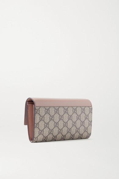 GUCCI GG Marmont Petite textured-leather and printed coated-canvas wallet