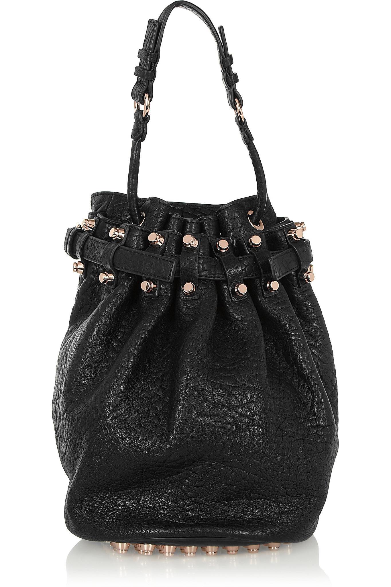 Alexander Wang Leather 'diego' Bucket Shoulder Bag in Black/ Brass