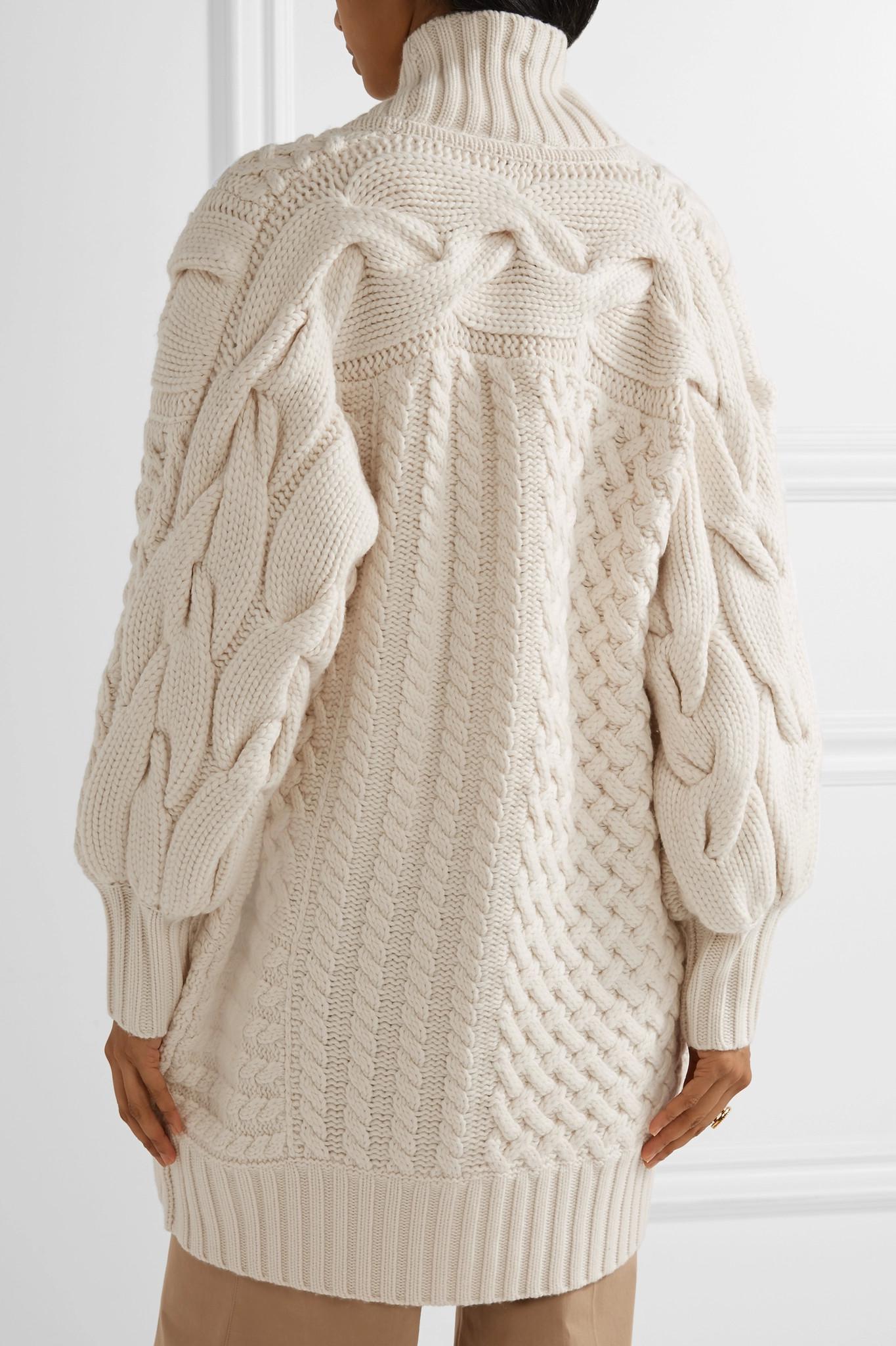 Burberry Cable-knit Wool And Cashmere-blend Cardigan in Ivory (White ...