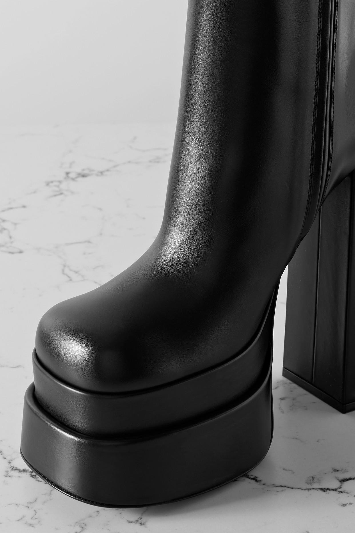 Versace Leather Platform Ankle Boots in Black | Lyst