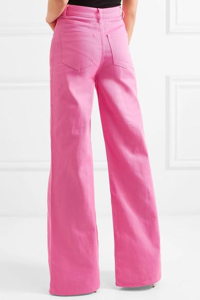 Solace London Nora High-rise Wide-leg Jeans in Pink | Lyst