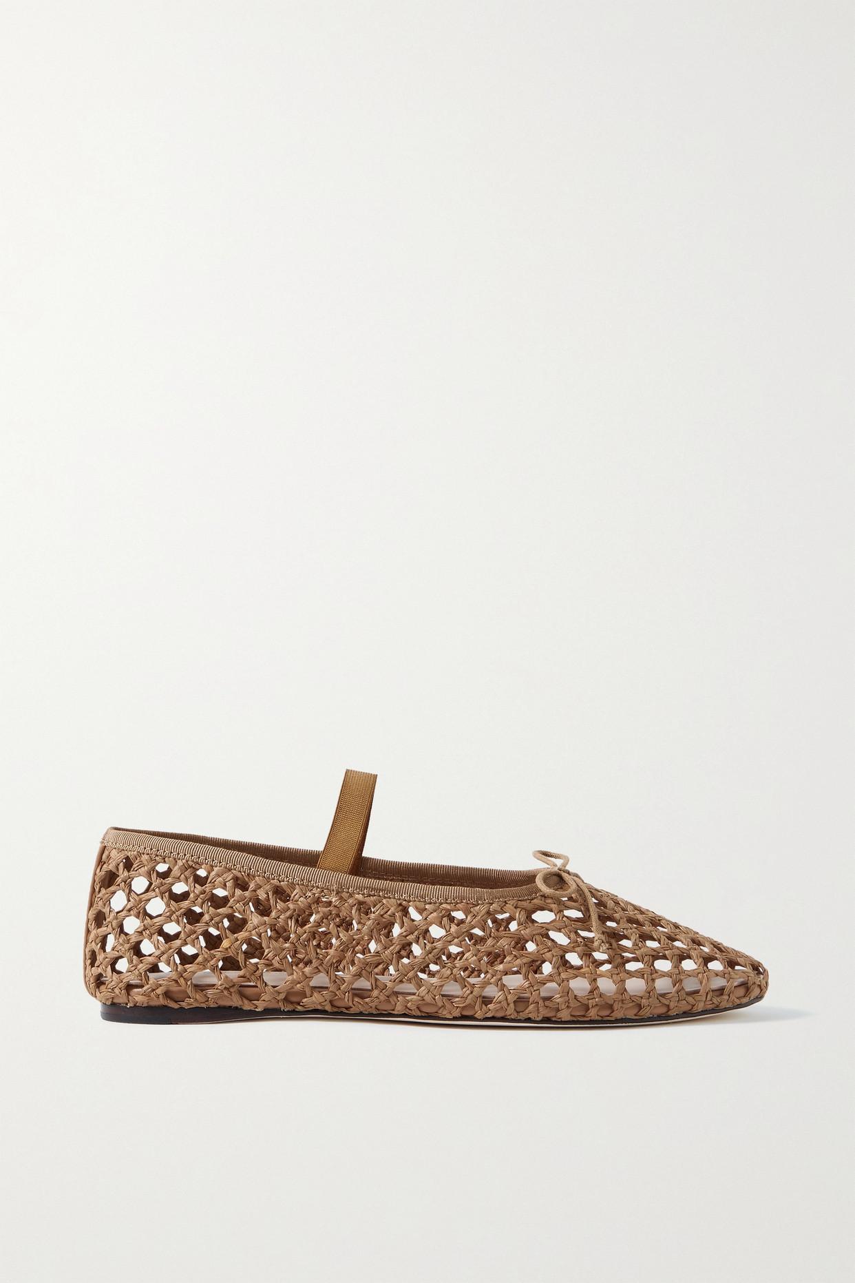 Loeffler Randall Leonie Grosgrain-trimmed Raffia Mary Jane Ballet Flats