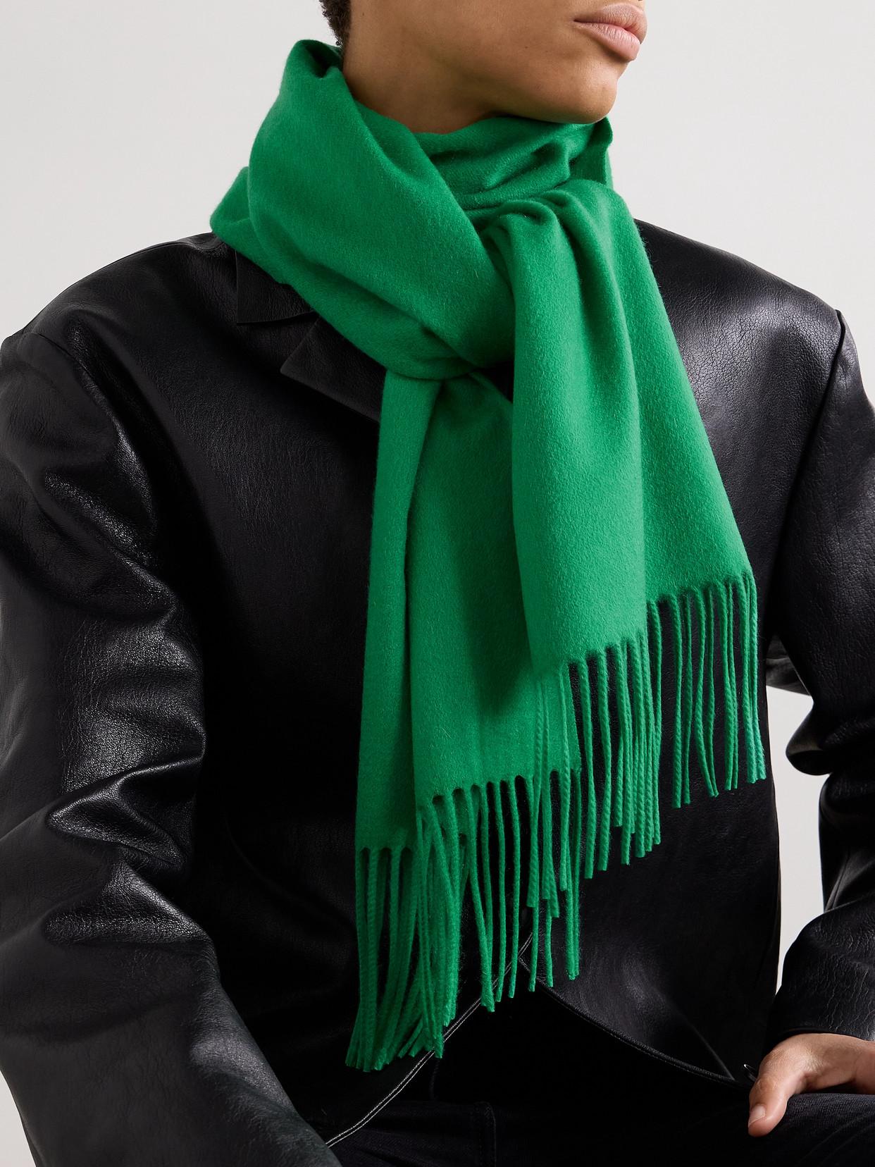 The Row Viktor Fringed Cashmere Scarf in Green | Lyst