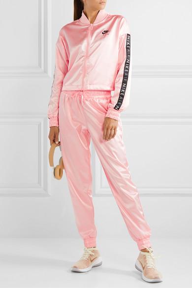 Nike Air Printed Satin Track Jacket in Pink | Lyst
