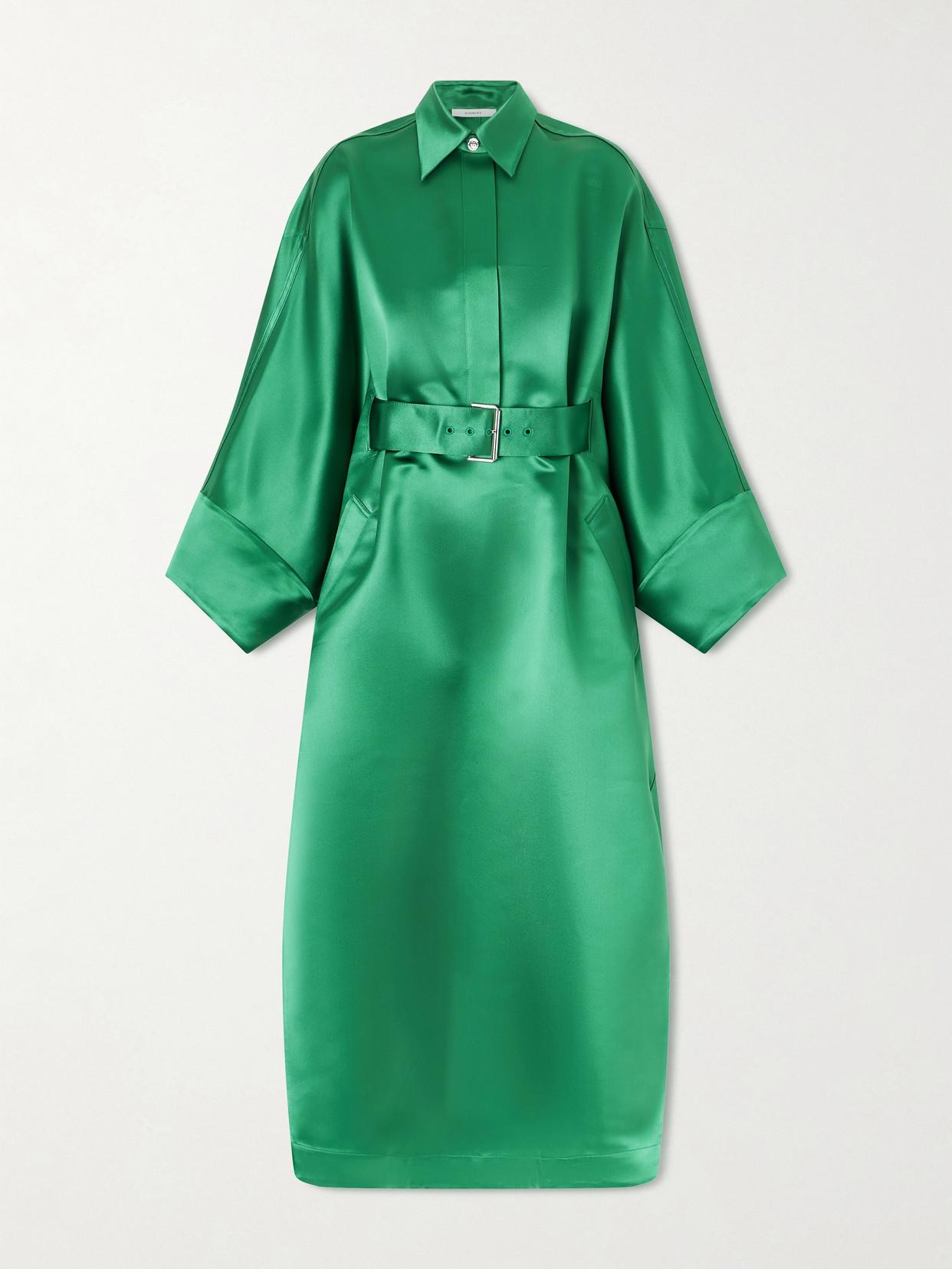 dark green satin shirt dress SATIN SHIRT AND SKIRT SET IN DARK GREEN | CULT MIA