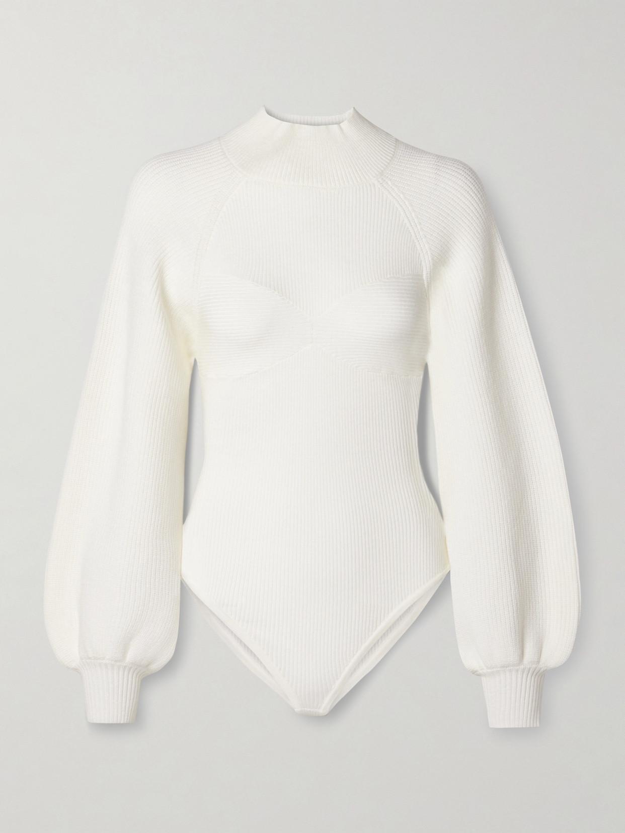 emilyoda Ripple Knit Bodysuit Off White ALL THINGS GOLDEN