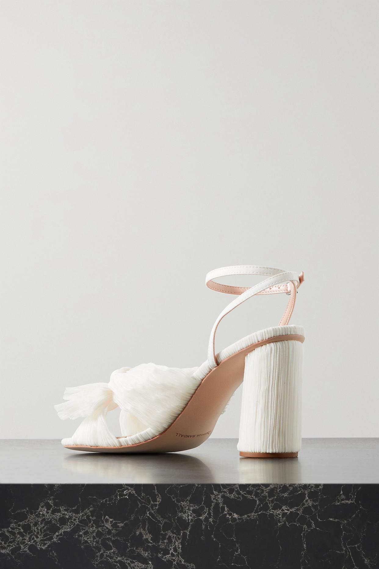 Loeffler Randall Camellia Bow-embellished Plissé-organza Sandals in White |  Lyst UK