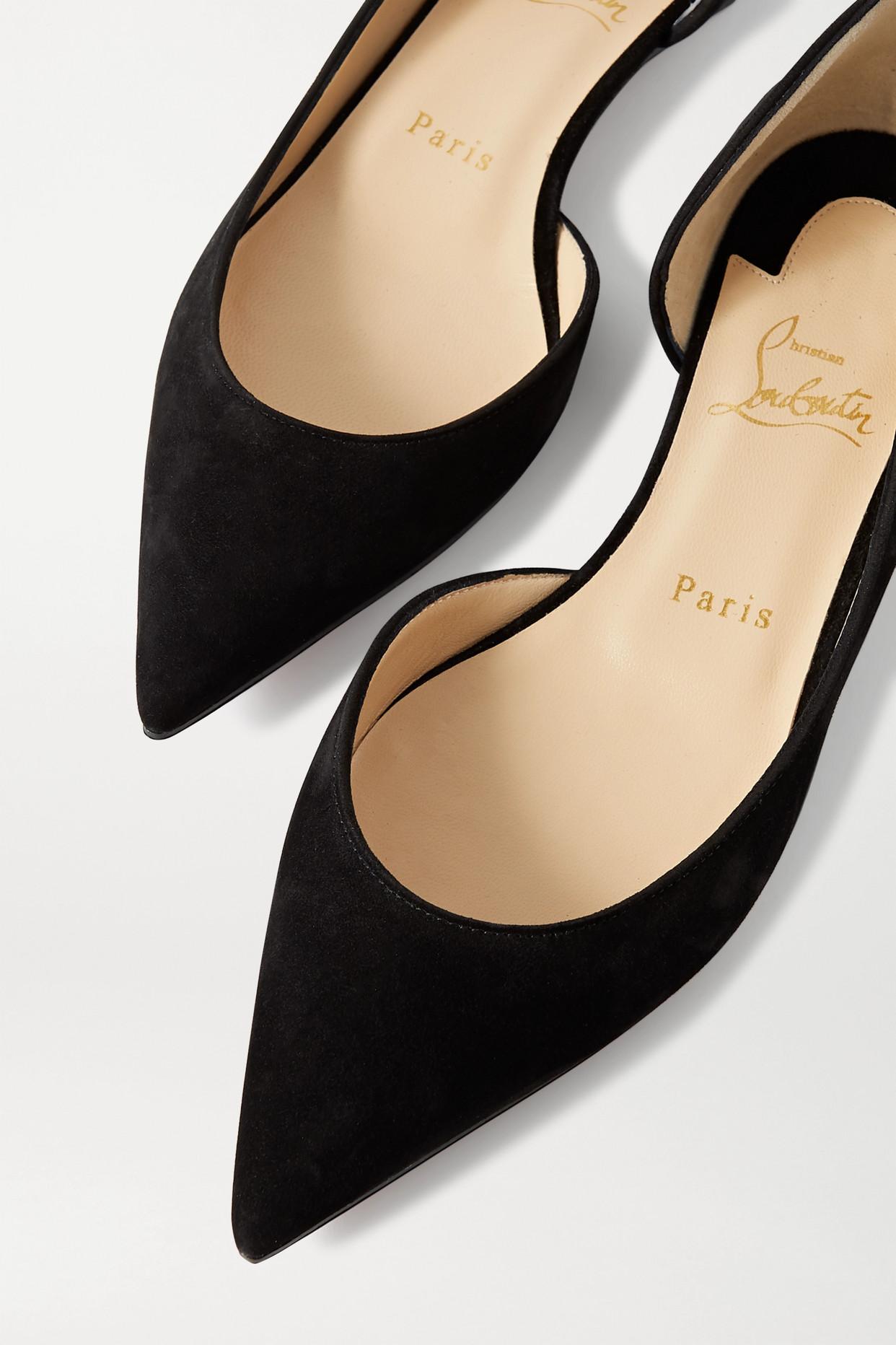 Christian Louboutin Iriza Suede Point-toe Flats in Black | Lyst