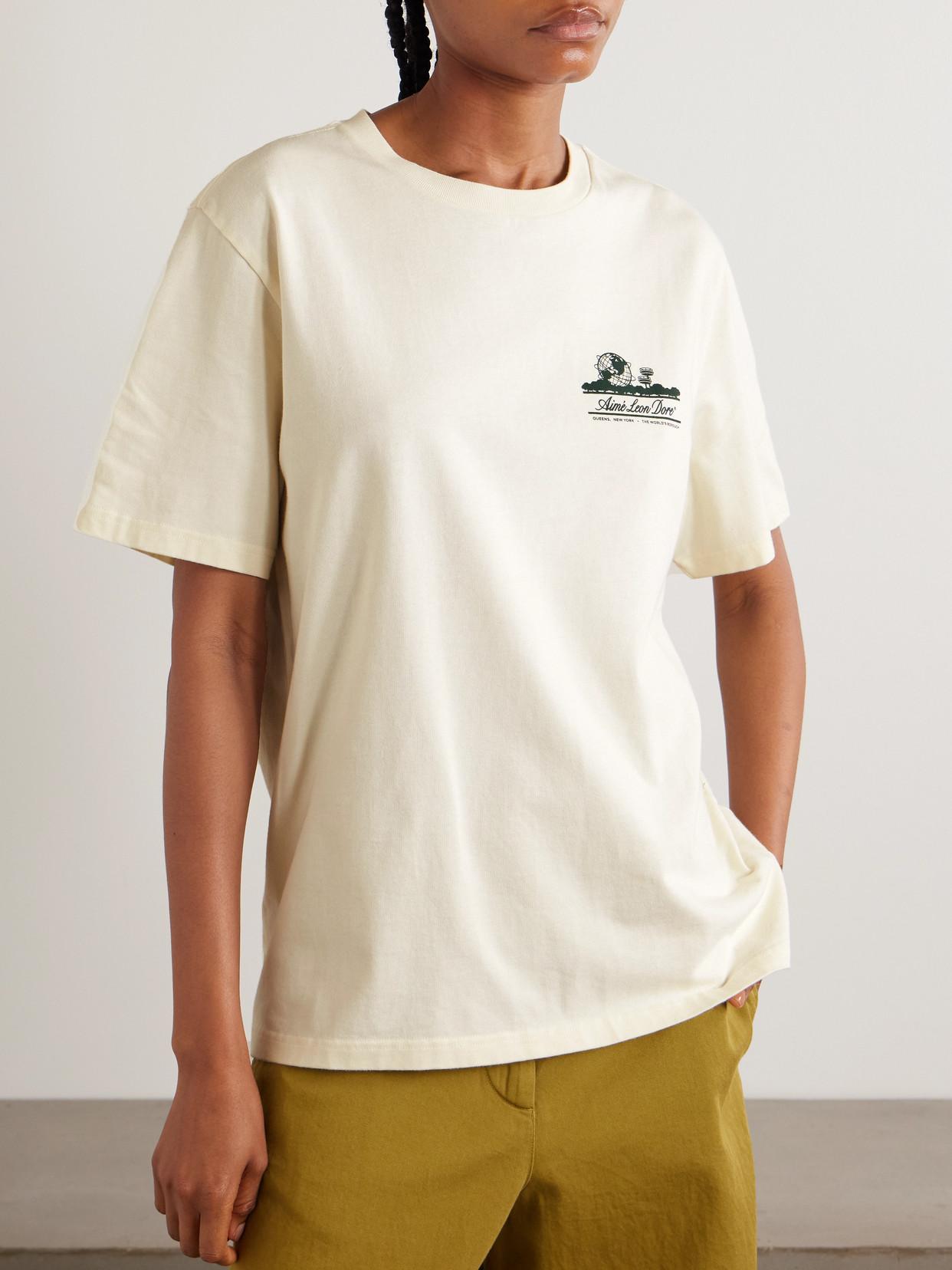 Aimé Leon Dore Unisphere Printed Cotton-Jersey T-Shirt in Natural