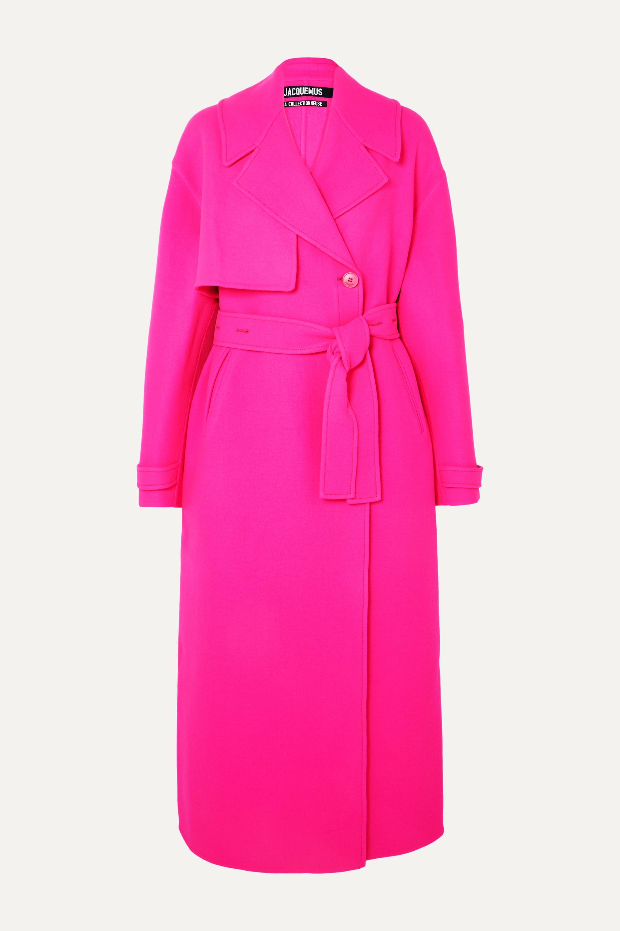 Jacquemus Sabe Oversized Neon Wool Trench Coat in Pink Lyst UK