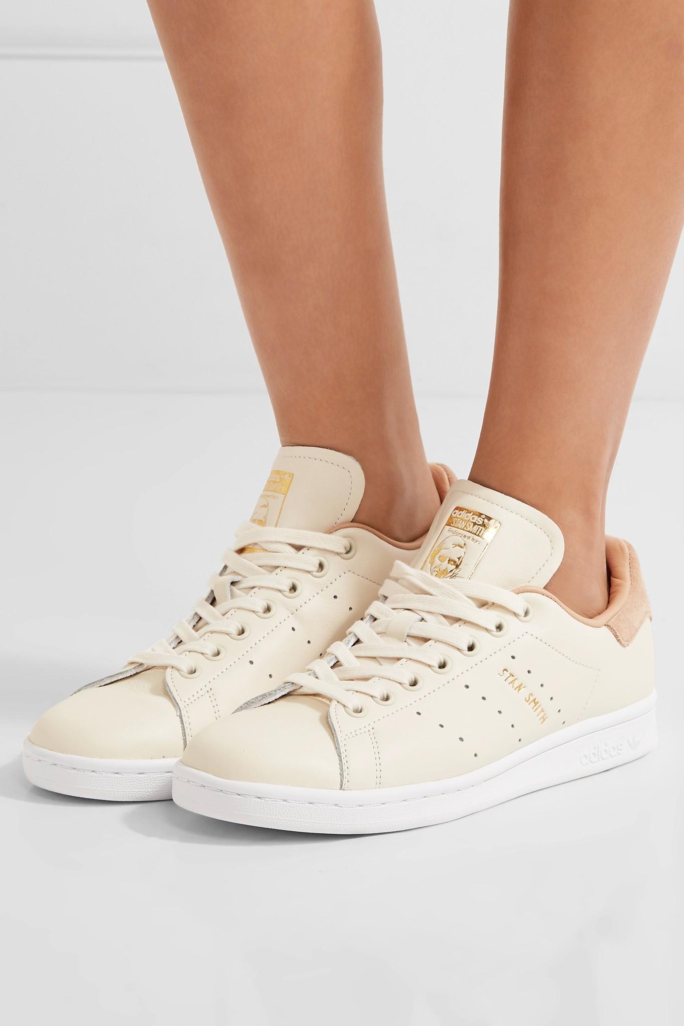 adidas originals off white stan smith sneakers with tan trim