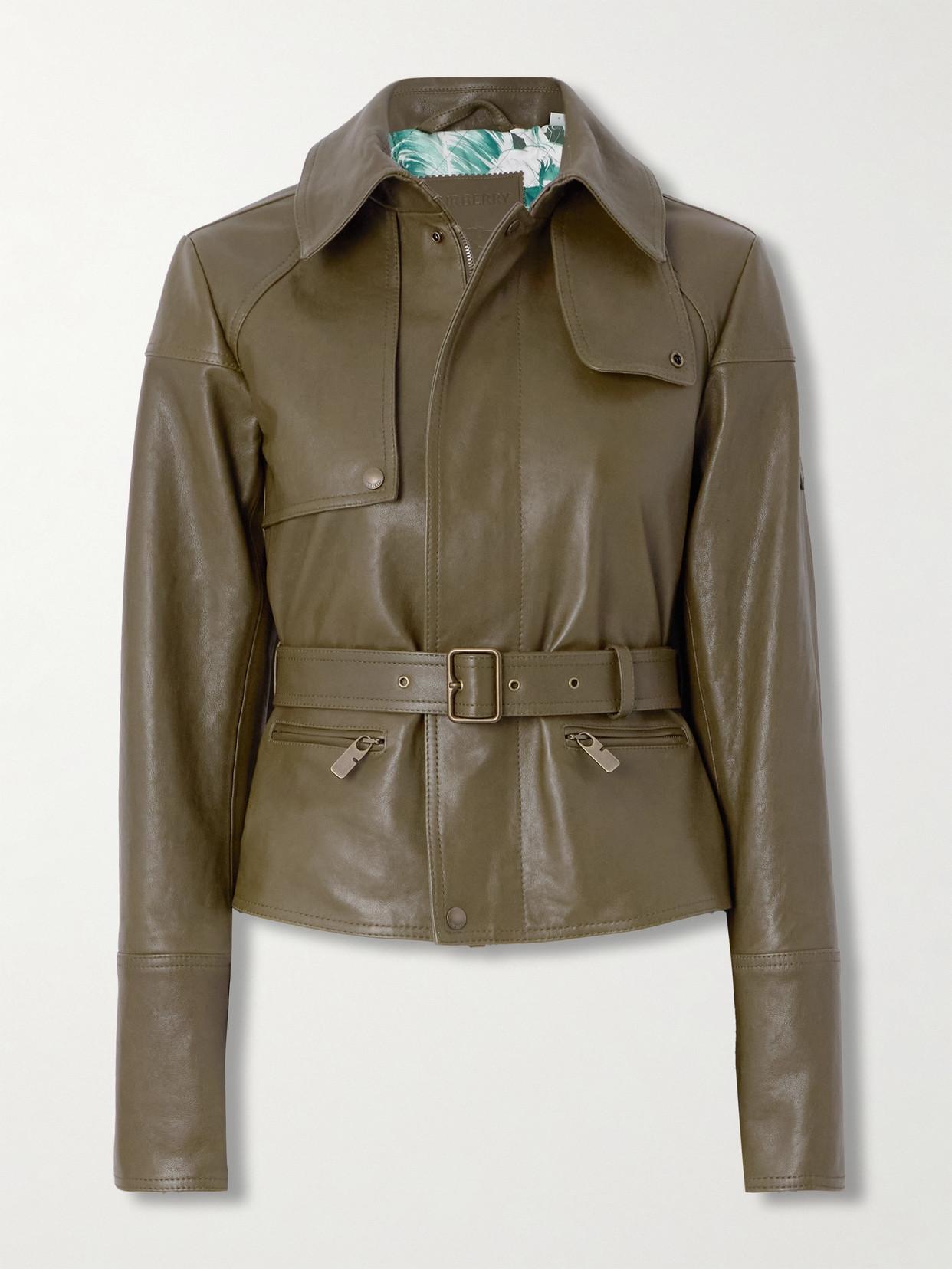 BURBERRY BRIT★素敵！GREEN STATONBURY LEATHER JACKET BURBERRY BRIT☆素敵！GREEN STATONBURY LEATHER JACKET