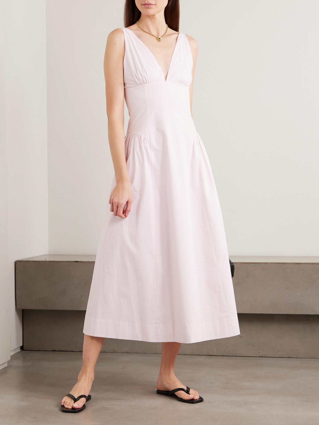posse pink linen dress Posse Exclusive Alice Linen Midi Dress in Pink
