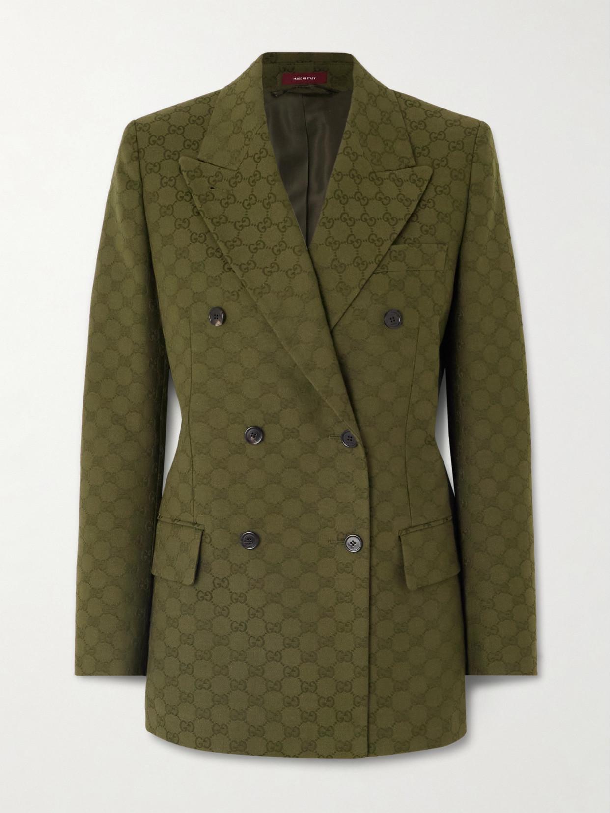 テーラードジャケット GUCCI MILITARY GREEN DOUBLE-BREASTED JACKET IN WOOL Gucci Double Breasted Blazers for Men - Up to 55% off | Lyst